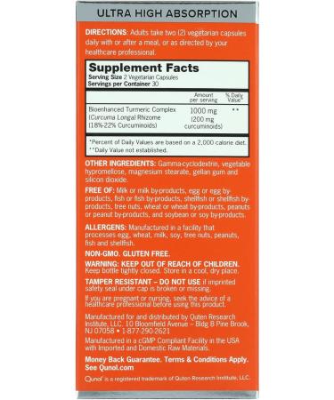 Convergence Turmeric Curcumin Capsules (60 Count) with Ultra High Absorption 1000mg Joint Support Herbal Supplement - Buy Online on GoSupps.com