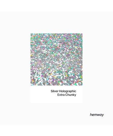 Hemway Extra Chunky Silver Holographic Glitter - Safe for Cosmetics - 100g (3.5oz) - Perfect for Crafts & DIY - Buy Online on GoSupps.com