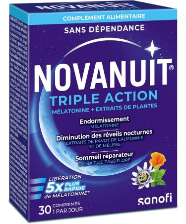 NOVANUIT TRIPLE ACTION - Food Supplement - Sleep - 30 tablets - Sleeping - Night awakenings - Restful sleep - Buy Online on GoSupps.com