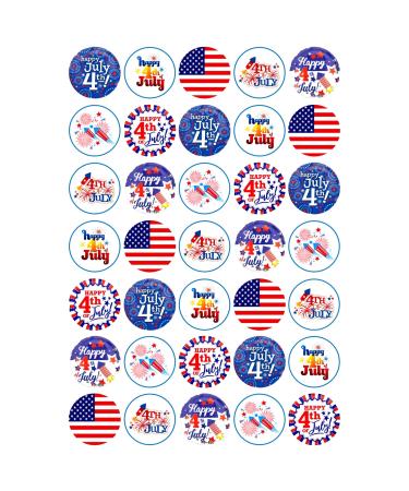 35 x 4th July Mix Edible Wafer or Icing Cupcake Topper Fun American Party Cake Decorations Perfect For Brownies Cookies Muffins & More! (Premium Icing Sheet)