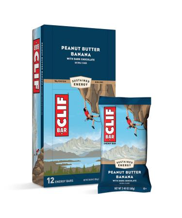 CLIF BARS - Energy Bars - Peanut Butter Banana Dark Chocolate - Made with Organic Oats - Plant Based Food - Vegetarian - Kosher (2.4 Ounce Protein Bars 12 Count) Packaging May Vary Peanut Butter Banana 12 Count (Pack of 6)