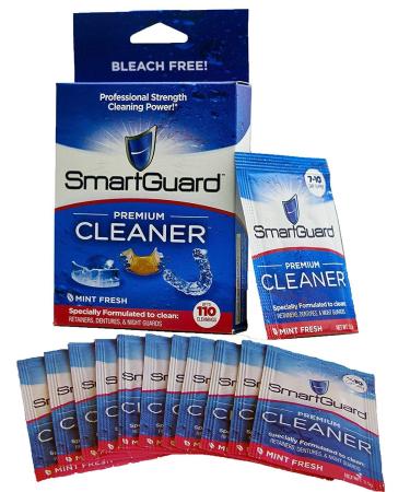 SmartGuard Premium Cleaner Crystals (110 Cleanings)- Removes Stain, Plaque & Bad Odor from Dentures, Clear Braces, Mouth Guard, Night Guard & Retainers.