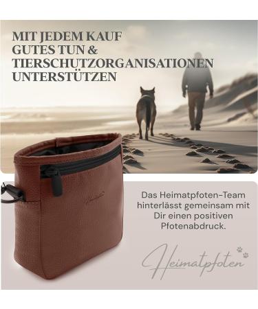 Heimatpfoten Leather Imitation Dog Feeding Bag - Dark Brown One-Hand Magnetic Closure for Treats - Buy Online on GoSupps.com