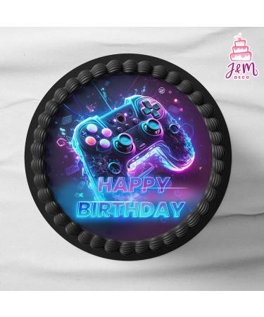 J & M Deco Edible Cake Rapers - Gamer Motif Birthday Cake Decoration - 20cm Fondant Dining Paper Tortendeko - Buy Online on GoSupps.com