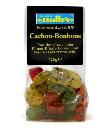Cachou Bonbons - Traditional mild fair candy with small liquorice strips (10 bags - 10% discount) Cachou 125 g (pack of 10)