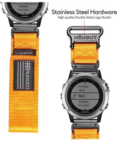 Garmin Watch Band - Super Rugged Nylon Sports Strap for fnix/Forerunner/Vivoactive - Orange 22MM/S - Tough Replacement Band for Men - Buy Online on GoSupps.com
