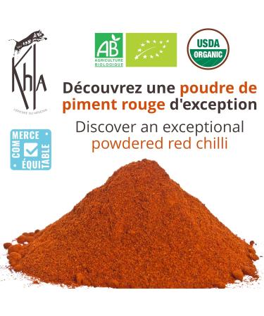 Khla - Organic Red Pepper Powder - Bag 250g - Intensity 5 out of 10 Scoville Scale - Natural Hot Dried Ground Pepper - Spicy - Buy Online on GoSupps.com
