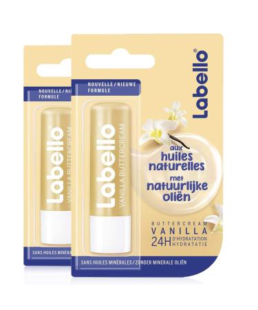 Nivea Labello Vanilla Buttercream (2 x 5.5 ml) lip balm enriched with natural oils lip care long -lasting moisture care for 24 hours vanilla 5.5 ml (Lot de 2) - Buy Online on GoSupps.com
