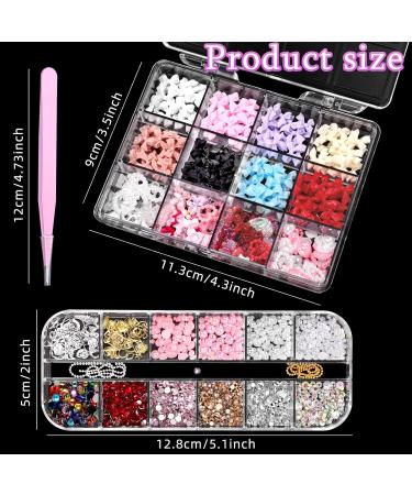 Shop 3D Nail Charms & Rhinestones | Multi Color Bow Moon Heart & Star Nail Art | Flatback Pearl & Crystal Gems | DIY Nail Accessories - Color Set 1 - Buy Online on GoSupps.com