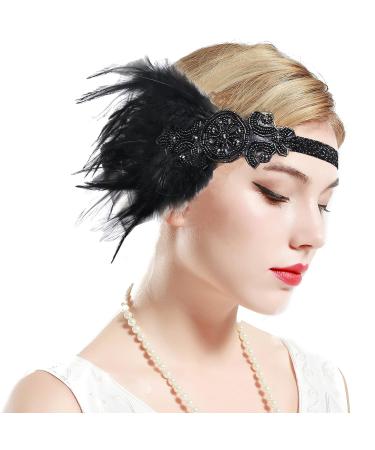 Buy BABEYOND 1920s Headband for Women | Gatsby Costume Accessories | Flapper Feather Hairband in Black - International Shipping Available - Buy Online on GoSupps.com