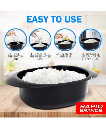 Rapid Microwave Rice Cooker | Cooks Rice Blends in 3 Minutes | Perfect for Dorm, Small Kitchen, or Office | Dishwasher-Safe, Microwaveable, BPA-Free | Black, 1 Pack - Buy Online on GoSupps.com