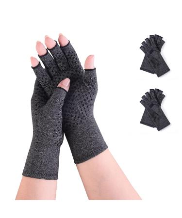 AovYoo 2 Pairs Fingerless Arthritis Compression Gloves Raynauds Gloves Rheumatoid Osteoarthritis Wrist Supports -Hand Pain Relief (S Non-slip) S Non-slip