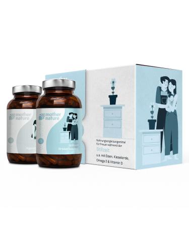 Mother Nature pregnancy vitamins - 70 capsules for breastfeeding/with iron omega -3 pebbles & vitamin D/100% plastic -free in glass/without additives & vegan