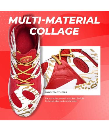 Ashion Men's Basketball Shoes - Non Slip Breathable Red Sneakers with Arch Support - Buy Online on GoSupps.com