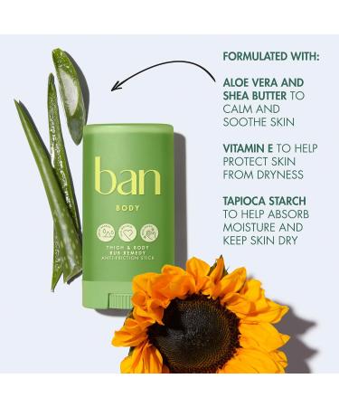 Ban Thigh & Body Rub Remedy - Anti-Friction Balm for Men & Women | Unscented Anti-Chafe Solution 1.4 Oz - Leg Chafing Prevention - Buy Online on GoSupps.com