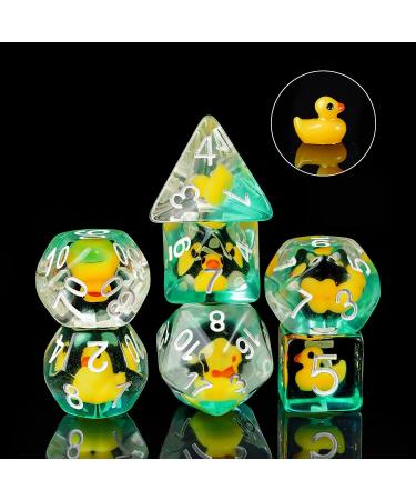 Cusdie Animal-filled 7-Die Polyhedral Dice Set for DND, RPG, MTG - Yellow Duck - Buy Online on GoSupps.com