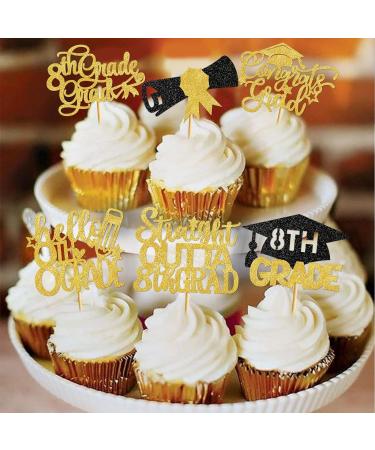 40Pcs Graduation Cupcake Toppers 2024 8th Grade Grad Cupcake Toppers 8th Grade Graduation Party Decorations 2024 class of 2024 You Did it Decorations for 8th Grade Graduation Party Supplies Gold - Buy Online on GoSupps.com