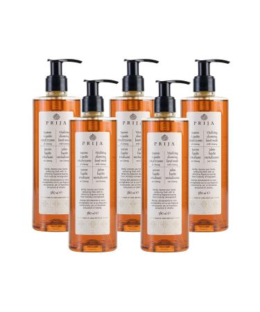 Prija Vitalising Hand Wash with Ginseng Extract Gently Cleanses Hands Moisturising Liquid Hand Soap Vegan Friendly with Energising Fragrance 5 x 12.85 Fl. Oz