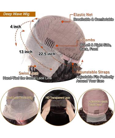 RECIFEYA 13x4 Deep Wave Lace Front Human Hair Wig | HD Lace | Pre Plucked | Glueless | 24 inch - Buy Online on GoSupps.com