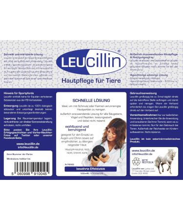 Leucillin Natural Antiseptic Spray for Animals | Antibacterial Antifungal & Antiviral | 500ml for Itchy Skin & Minor Wound Care | Suitable for Dogs Cats & All Pets - Buy Online on GoSupps.com