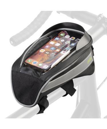Bike Handlebar Bag for Phone - Top Tube Cycling Accessories with Waterproof Transparent Pouch for Adult Mountain and Road Bicycles with Reflective Material for Safety - Bikepacking Front Bag All Devices/Phone Bag (Top Tube)