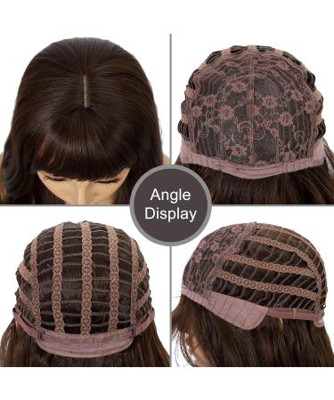 FAELBATY Long Brown Curly Wave Wig with Bangs - 26 Synthetic Cosplay Wig for Women - Buy Online on GoSupps.com
