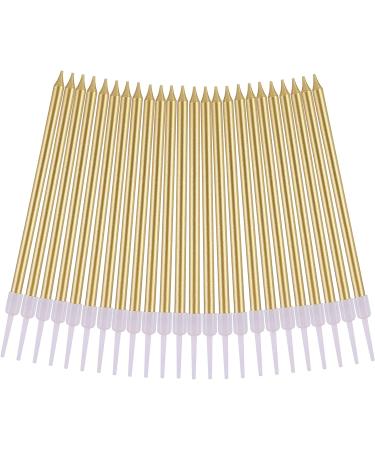 24-Count Gold Long Thin Metallic Birthday Candles for Cake Parties & Weddings - Buy Online on GoSupps.com