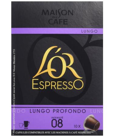 L'OR ESPRESSO Lungo Profondo 10 capsules compatible with Nespresso coffee machines - Pack of 4 (40 capsules)