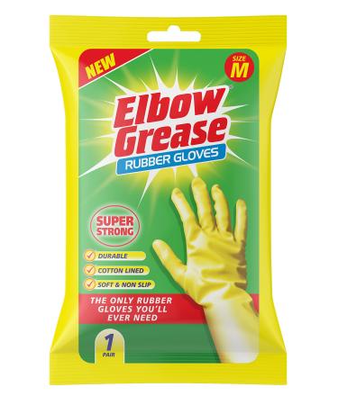 Elbow Grease Rubber Gloves Cotton Lined Extra Strong Non-Slip Size Medium Yellow 7.0 Gram M (Pack of 1) - Buy Online on GoSupps.com