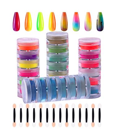 Duufin 24 Colors Nail Pigment Powder Colorful Fluorescent Powder Iridescent Glitter Pearlescent High-Gloss Halo Powder with 24pcs Eyeshadow Sticks for Nail Art, Body and Crafts - Buy Online on GoSupps.com