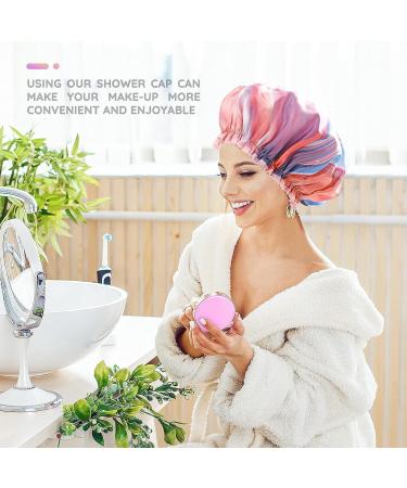 Mikimini Pink River XL Waterproof Shower Cap for Women - Oversized, Reusable & Washable - Fashionable X-Large Cap - Buy Online on GoSupps.com