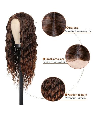 LuLu haireate 26 Inch Ombre Brown Deep Wave Wig | Long Curly Synthetic Heat Resistant Wig for Black Women - Daily Wear - Buy Online on GoSupps.com