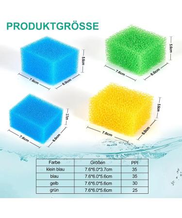 Premium Filter Sponge for TC2000C Aquarium - PPI 25/30/35 - 4 Pack 1100L/H - Ideal for Crystal Clear Water - Buy Online on GoSupps.com