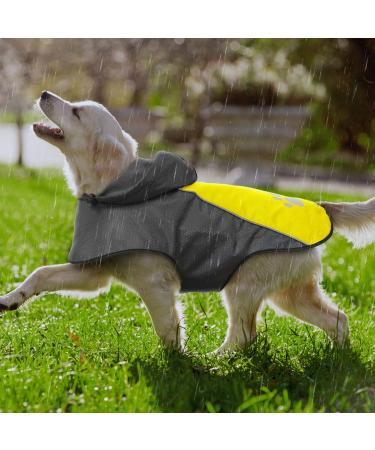 Kpuplol hundred coat raincoat dog waterproof dog coat rain jacket with hood and reflex stripes dog jacket ultra -light breathable for small/medium/large dogs Outdoor hike XL black and yellow - Buy Online on GoSupps.com