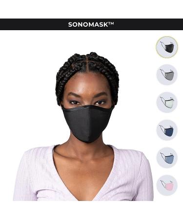 SONOVIA Reusable Face Mask | 2 Layer Breathable Fabric | Anti-Fog Nose Wire | Adjustable Ear Straps | Denim Blue | Large Size - Buy Online on GoSupps.com