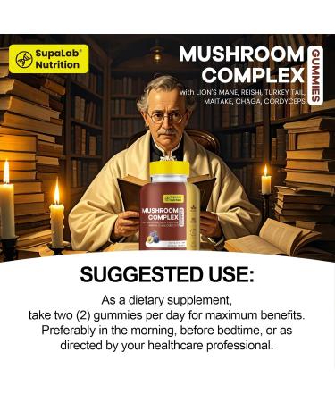 MEGNETA Premium Mushroom Gummies | 300MG Lion's Mane Cordyceps Reishi Turkey Tail Maitake & Chaga | Focus Cognitive & Immune |Grape Flavor - Buy Online on GoSupps.com