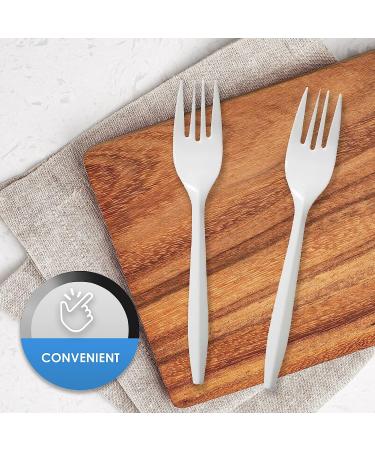 PAMI Medium-Weight Disposable Plastic Forks 400-Pack - Bulk White Silverware for Parties, Weddings, Catering - Sturdy Single-Use Forks - Buy Online on GoSupps.com