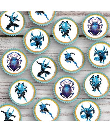 20 x Blue Beetle Super Hero Movie Pre-Cut Edible Wafer Paper Cupcake Topper Cake Decoration Birthday Cakes