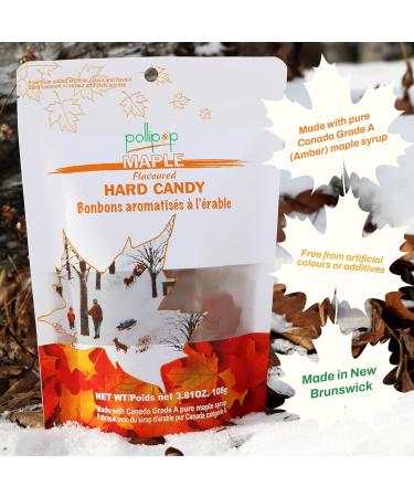 Premium Maple Syrup Hard Candies by Pollipop | Made with Pure Canadian Grade A Amber Maple Syrup | Individually Wrapped Candy | No Artificial Additives | Great Kids Snacks | Candy Packs | 3-Pack Maple 3 Pack (324g) - Buy Online on GoSupps.com