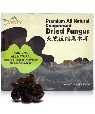 Apexy Premium Dried All Natural Compressed Black Fungus (Black Wood Ear Mushroom) - 8.8 Oz -- 10 Times Volume Yield After Soaking (Pack of 1)