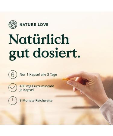 Nature Love Curcuma Extract 15000 - 90 Vegan Capsules | 95% Curcuminoids | Turmeric & Piperine | Laboratory Tested in Germany - Buy Online on GoSupps.com