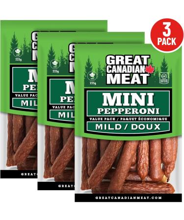 Mild Mini Pepperoni 3 Pack - Pepperettes Bundle 3 x 225g Bags by Great Canadian Meat Meat Snacks Bulk Pepperoni Sticks Box For Carnivores. Perfect For Snacking Keto Friendly Gluten Free High In Protein - Buy Online on GoSupps.com