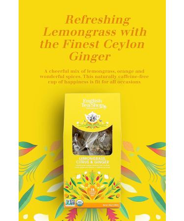 English Tea Shop Organic Lemongrass Citrus & Ginger Loose Leaf - 15 Loose leaf pyramid tea bags - Buy Online on GoSupps.com