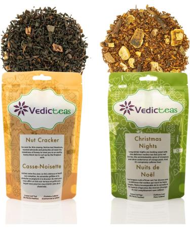 Holiday Tea Collection Tea Gift Box Set for The Holiday & Christmas 5 Teas Loose Leaf 30g Each & Tea Tong by Vedic Teas - Buy Online on GoSupps.com