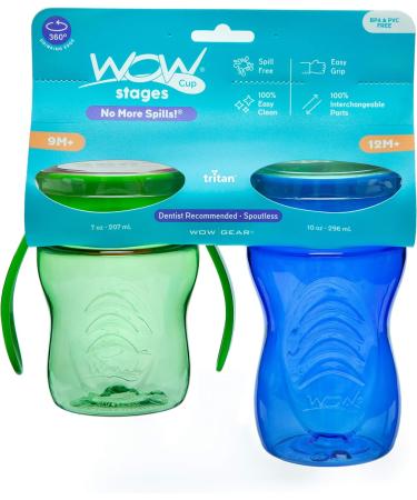 Wow Cup Stages Kids and Baby 360 Sippy Cup Blue/Green 2 Pack - 10 oz/7 oz - Buy Online on GoSupps.com