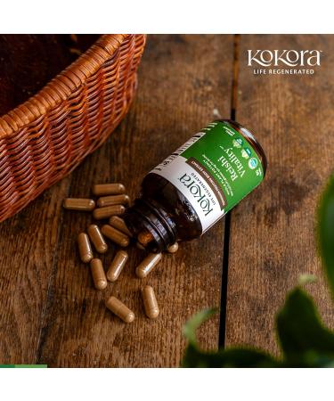 kokora Reishi Vitality - Organic Adaptogenic Mushroom Supplement - Includes Potent Extracts of Reishi and Ashwagandha - 60 Capsules - 30 Servings - Buy Online on GoSupps.com
