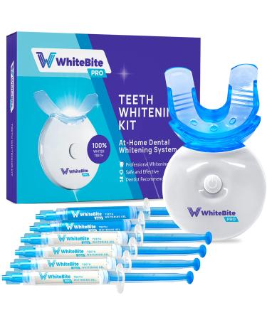 Whitebite Pro Teeth Whitening Kit with LED Light for Sensitive Teeth, Tooth Whitening System with 35% Carbamide Peroxide, (4)3ml Gel Syringes, (2)Remineralization Gel, and Mouth Tray, 7 Piece Set