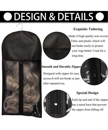 2 PCS Hair Extensions Storage Bag - Portable Wig Holder with Wooden Hanger | Dust Proof & Durable Zipper | Black - Buy Online on GoSupps.com