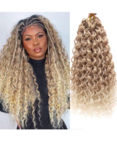 GoGo Curl Crochet hair 18inch Ombre Deep Wave Crochet hair,Synthetic Deep Twist Crochet Braid Bohemian Crochet Braiding hair Extensions (6Packs,27/613)