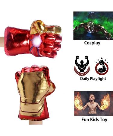 Incredible HOK Superhero Gauntlet Smash Hands Green Iron Man Gold - Soft Plush Gloves Pair - Buy Online on GoSupps.com